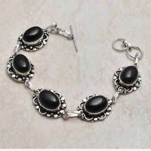 New black onyx sterling silver bracelet